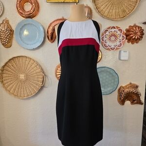 Colorblock Sheath Dress in Black, White & Red